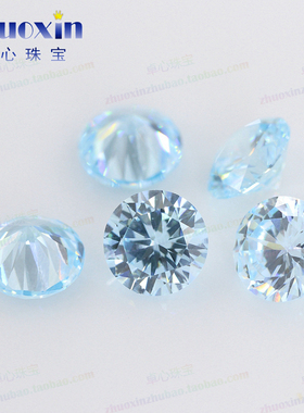浅海蓝色锆石小圆形蓝宝石裸石 饰品补钻微镶嵌CZ钻diy 0.7~3mm