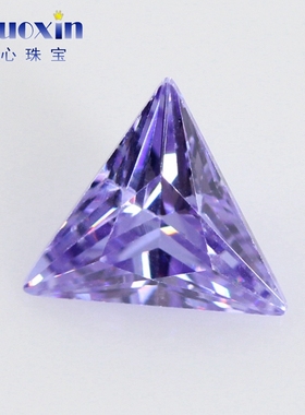 变蓝色锆石直三角裸石戒面 浅紫色CZ美甲钻裸钻手表戒指镶嵌DIY