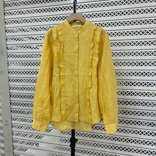 衬衫 圆领苎麻长袖 女百搭休闲宽松上衣555 时尚 欧货2026春夏新款