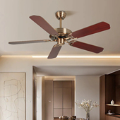 欧美式 简约木叶无灯吊扇客餐厅卧室家用商用仿古书房工业风电风扇