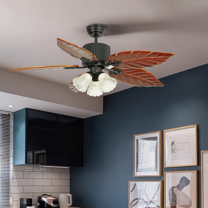 复古客厅变频风扇灯阳光房台东南亚美式餐厅家用电吊灯扇loft别墅