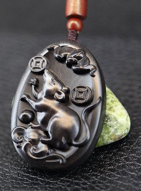 檀木吊坠十二生肖黑檀项