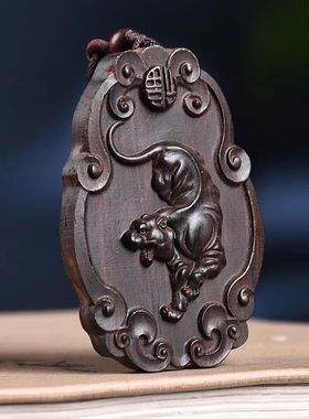 黑檀木雕十二生肖鼠牛虎