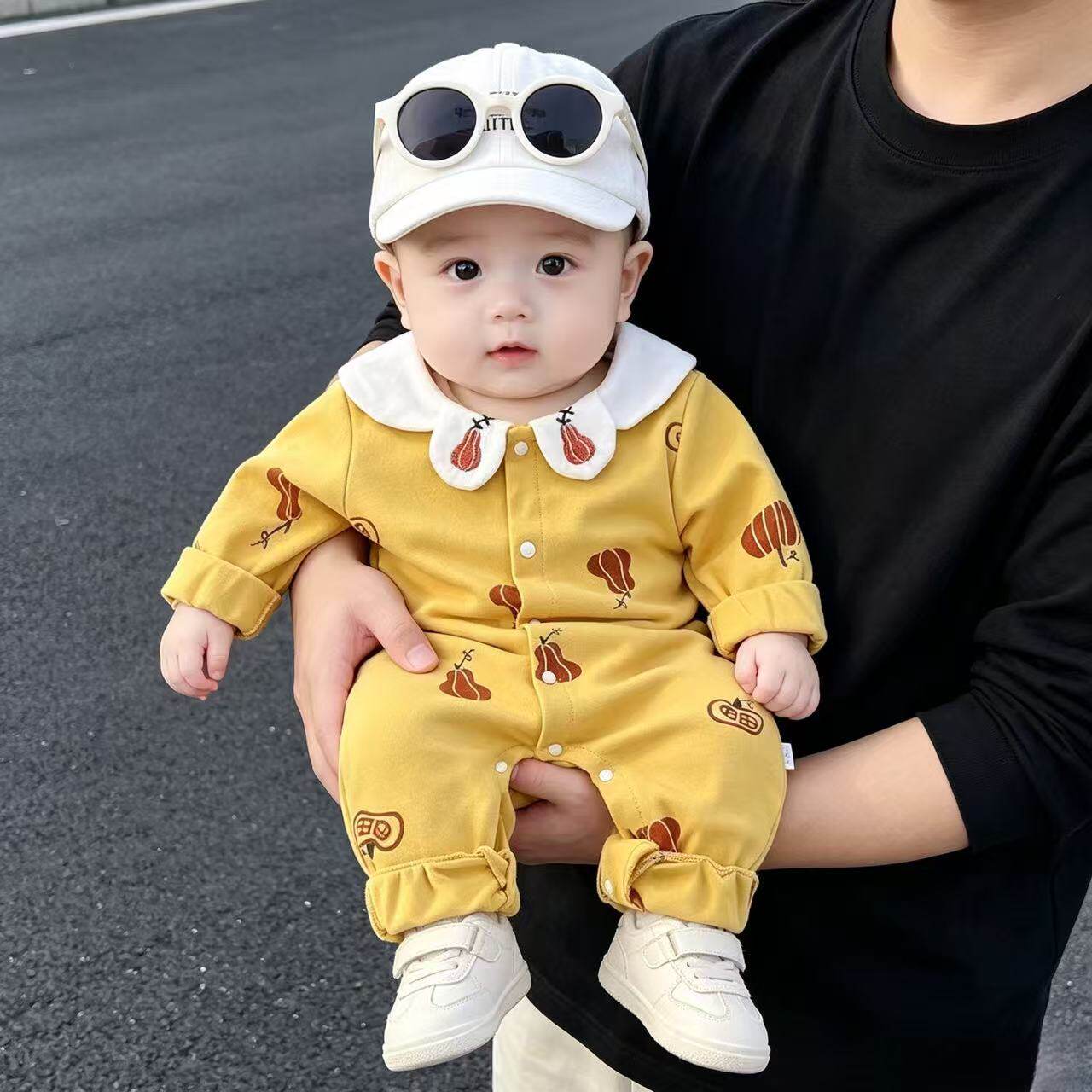 婴儿春秋纯棉可爱长袖连体哈衣