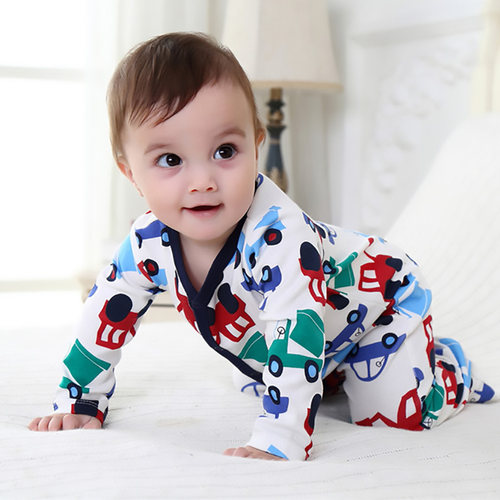 工厂热卖新生儿包脚连体衣哈衣纯棉长袖爬服春秋包屁衣婴儿衣服