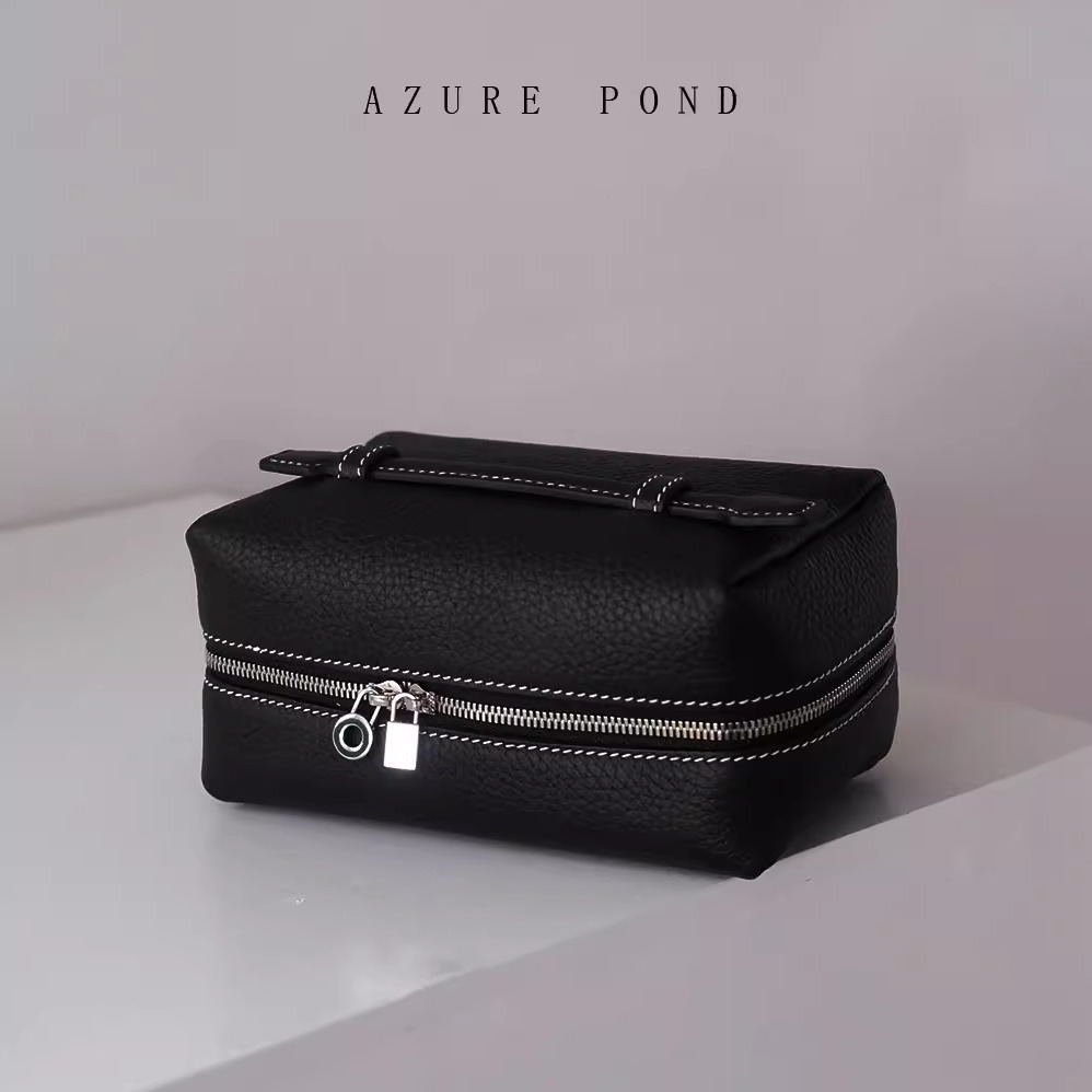 头层牛皮小众设计感化妆包