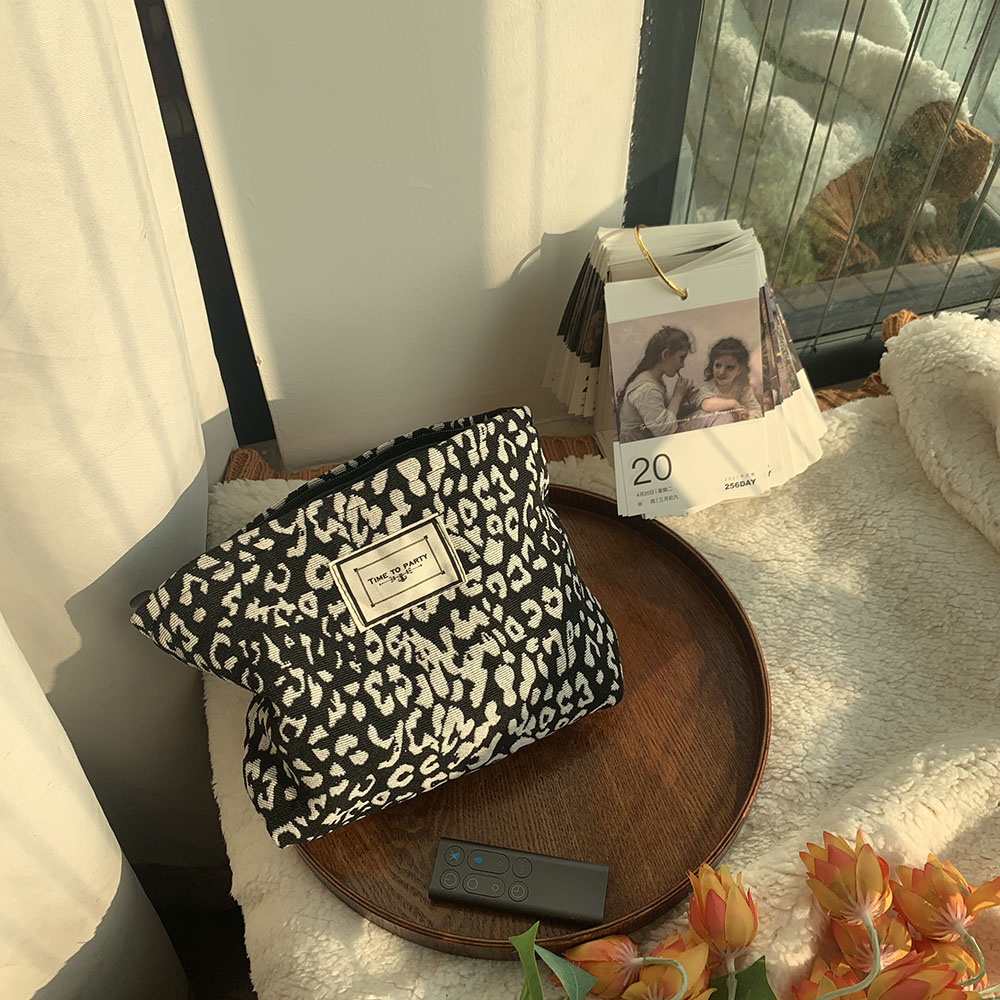 化妆包笔刷豹纹斑马千鸟格提花