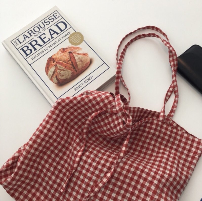 双层薄款格子韩国棉麻文艺风大包