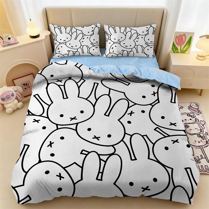 米菲兔可爱卡通保暖水晶绒四件套儿童冬季加厚被套床单床笠三件套,床上用品,床品套件/四件套/多件套,淘宝优惠券,粉丝福利购,淘宝优惠卷