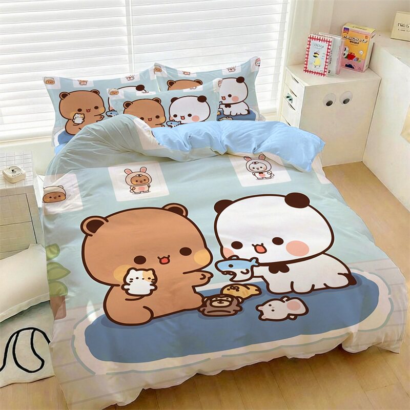 儿童卡通可爱一二和布布全棉被套四件套纯棉床单床笠被单三件套