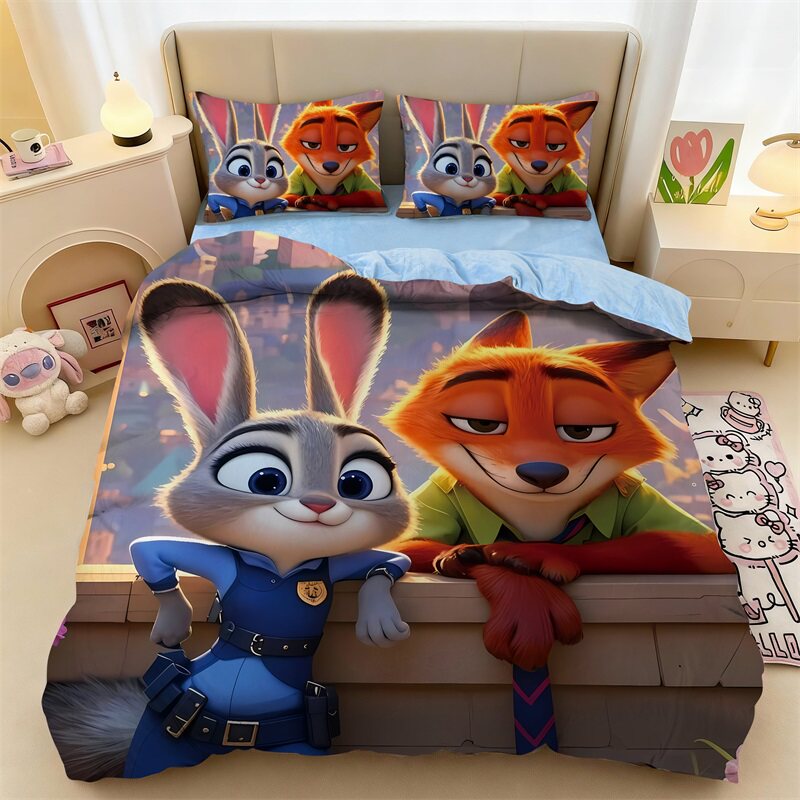 卡通动漫疯狂动物城加厚水晶绒床上四件套儿童卧室单人床单三件套