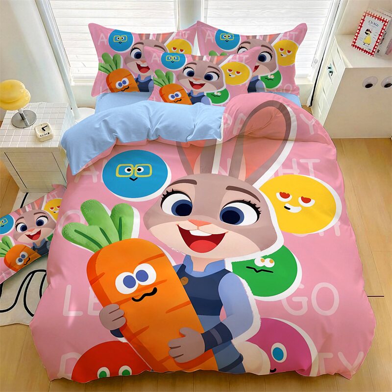 全棉卡通疯狂动物城儿童床单四件套1.5m床纯棉被套被单床罩三件套