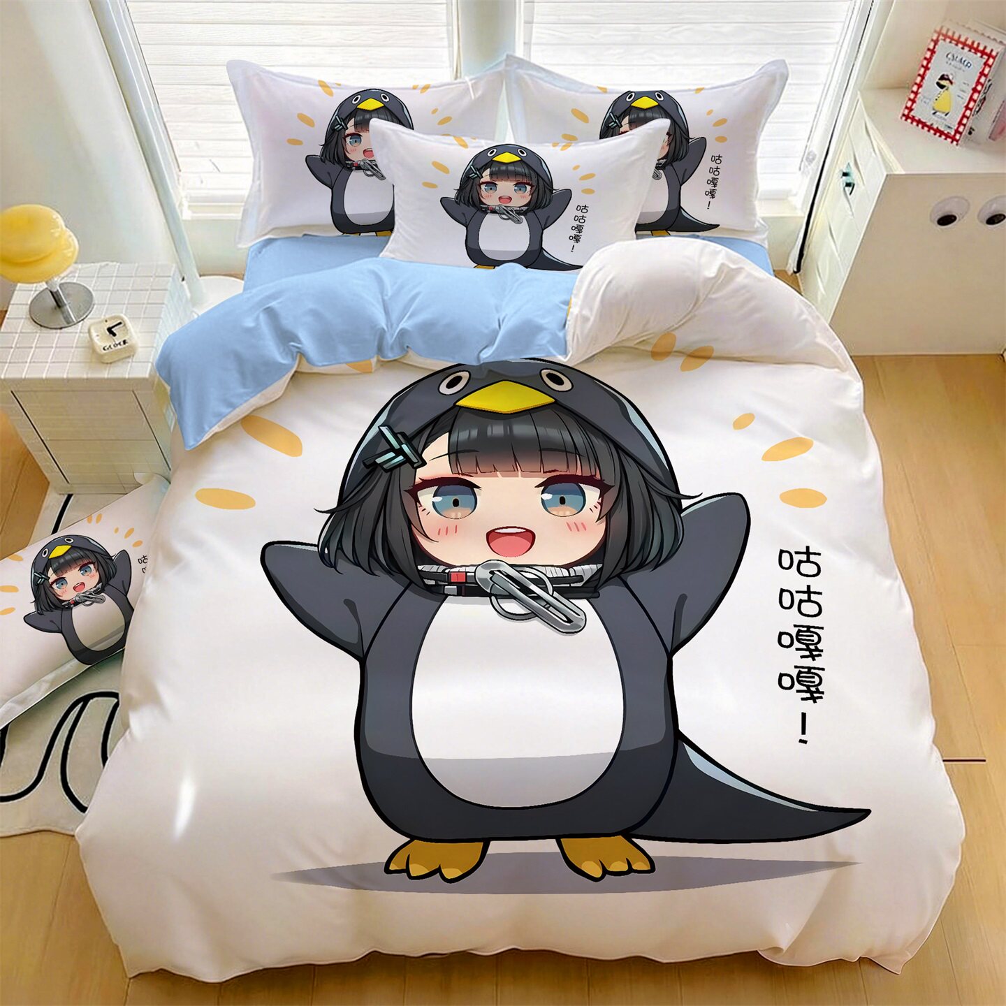 儿童动漫卡通咕咕嘎嘎全棉床单四件套学生宿舍doro纯棉被套三件套