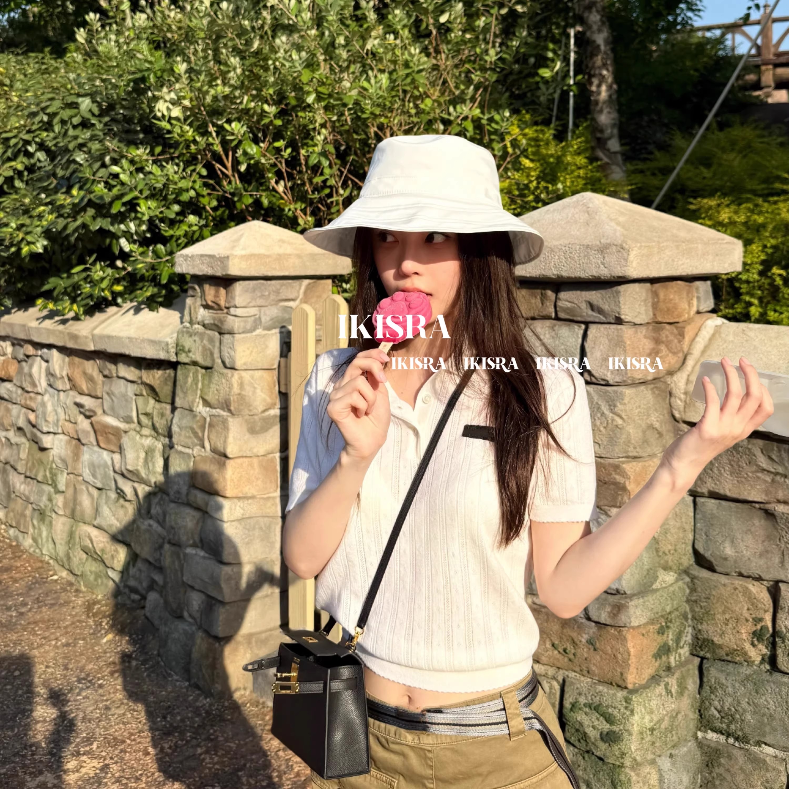减龄显瘦翻领Polo镂空针织短袖女