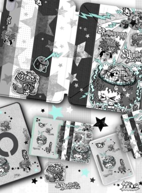 逃生原创小骷*颅内蹦迪*iPad保护壳2025朋克插画磁吸平板华为pro11笔槽air6苹果13寸防弯摔12.9mini7三Y折