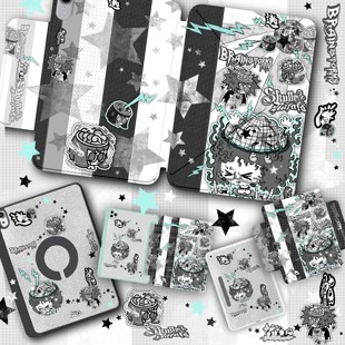 逃生原创小骷 iPad保护壳2025朋克插画磁吸平板华为pro11笔槽air6苹果13寸防弯摔12.9mini7三Y折 颅内蹦迪