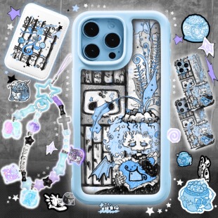 逃生原创小骷 手机壳卡套暗黑蓝植物magesafe磁吸IMD双层iphone17air华为16promax14plus防摔15pro 种子容器