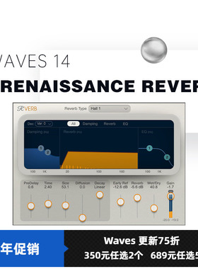 WAVES16 Renaissance Reverb混响插件混音效果器EQ压缩人声 远程