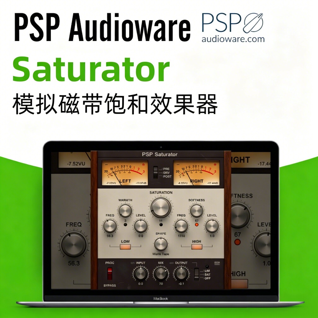 PSP AUDIOWARE Saturator 纯净模拟磁带饱和失真声染色混音插件