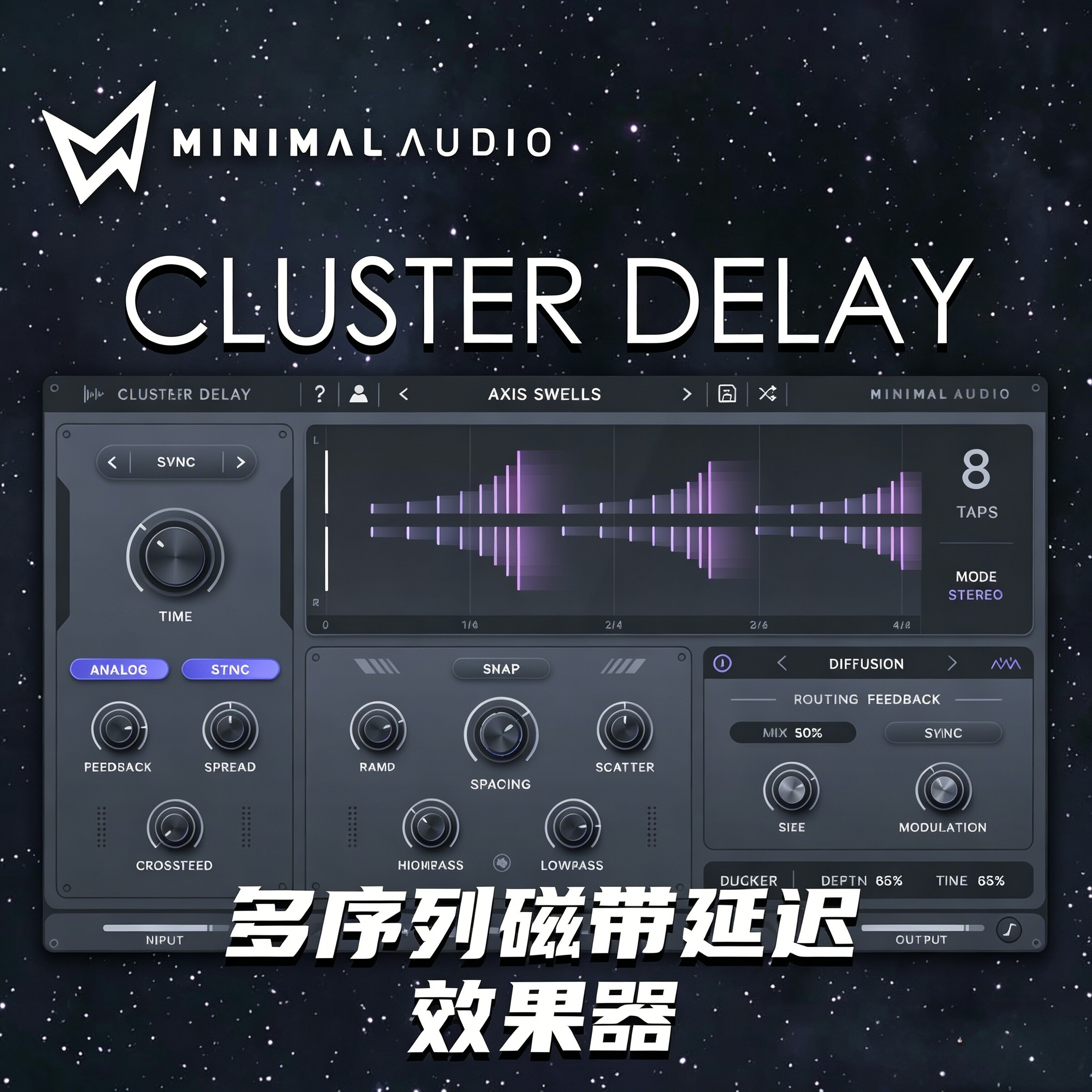 Minimal Audio Cluster Delay磁带序列创意延迟效果器混音编曲