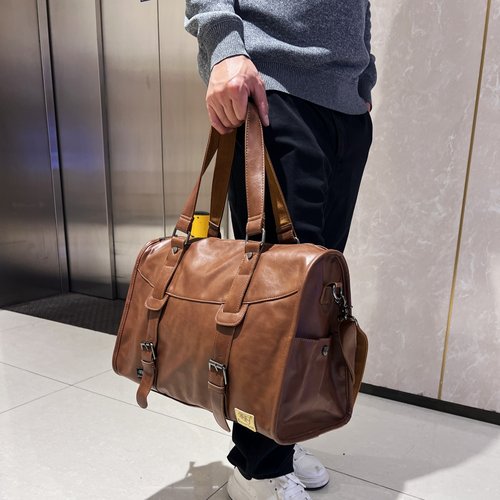 三盒子复古真皮质感手提包男大包