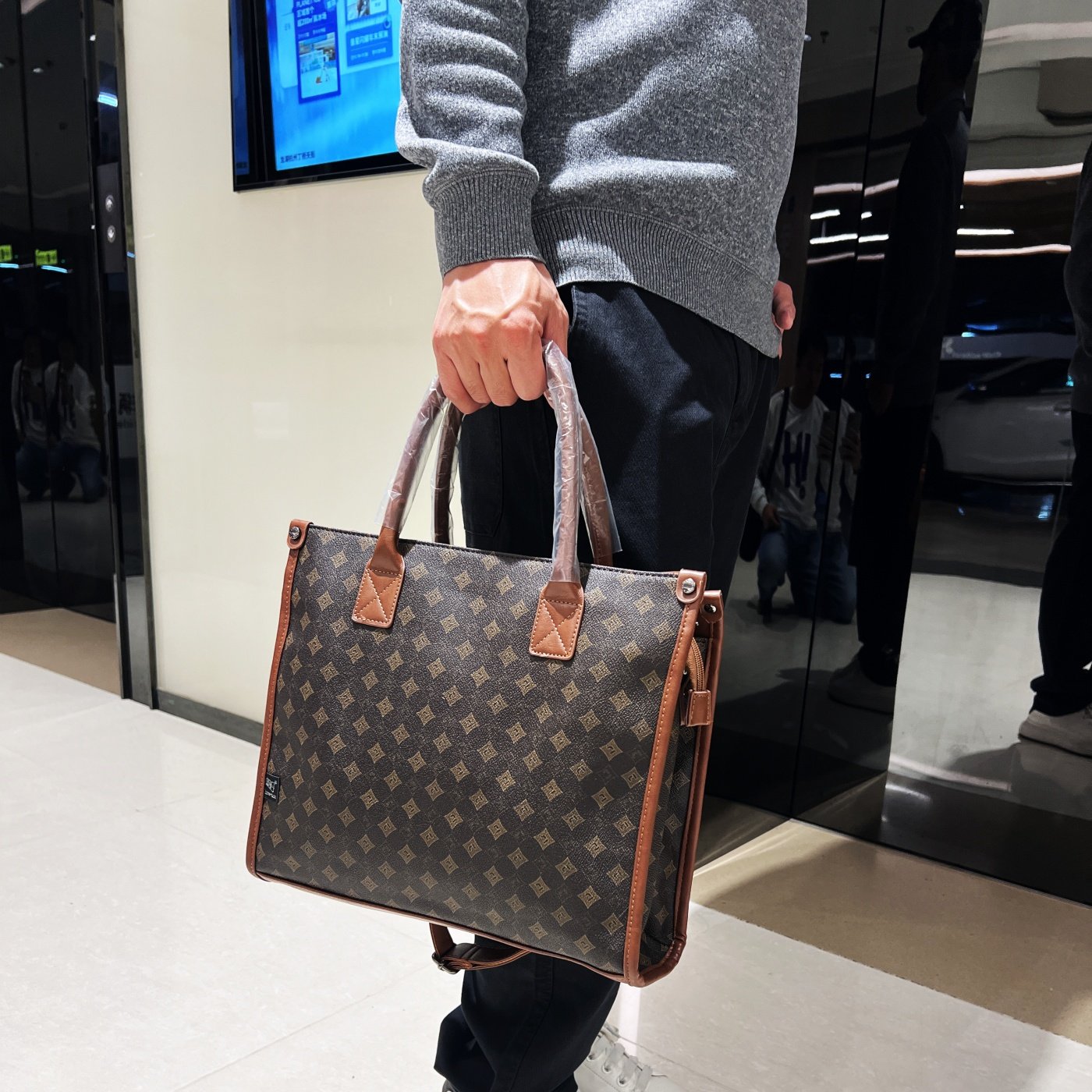 2026新轻奢老花手提包男女公文包