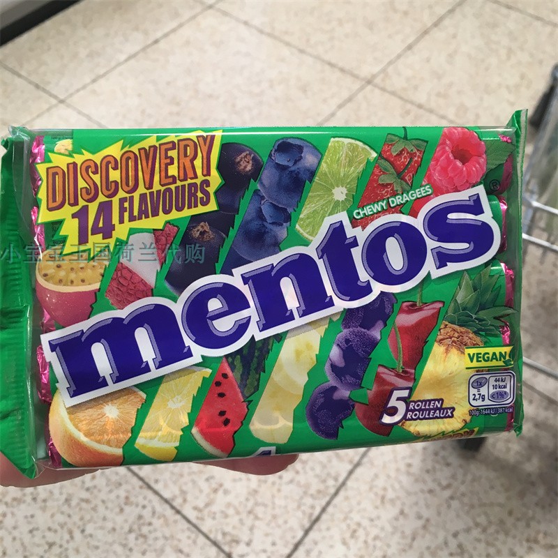 5包荷兰直邮包邮包税Mentos惊喜水果甘草薄荷糖一包5卷方便携带