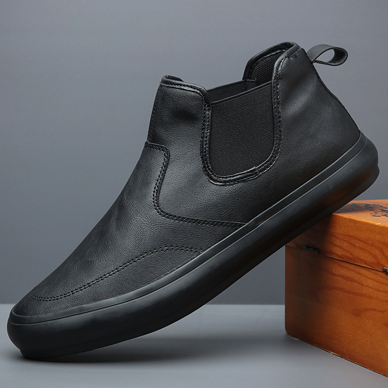 高帮皮鞋男秋冬季一脚蹬男鞋潮鞋2026新款韩版百搭男士休闲皮鞋子