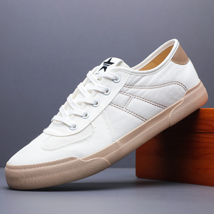 闪步男鞋小白鞋男2026新款春季潮鞋休闲布鞋运动板鞋男帆布鞋男款