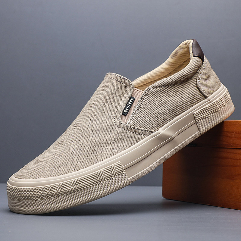 2026新款春秋男鞋帆布鞋休闲潮鞋老北京布鞋一脚蹬懒人鞋夏季透气