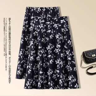 雪纺高腰显瘦印花半身裙2026春夏季 高腰A字垂感碎花女中裙子 新款