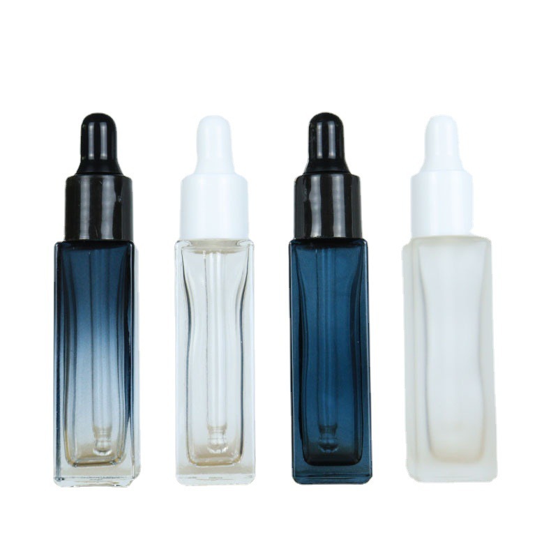 现货  10ml 透明方形玻璃瓶 精华液分装瓶 小滴管瓶 化妆品瓶