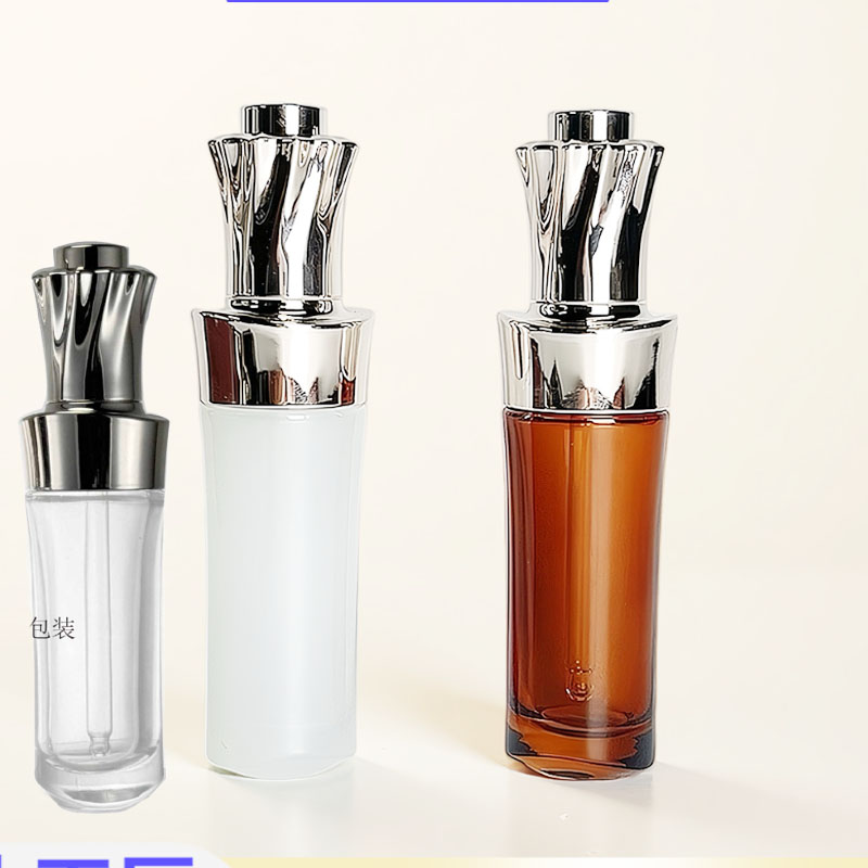 【】直圆玻璃瓶30ml滴管瓶化妆品瓶子按压滴管分装瓶护肤品
