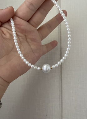 Melisa家海水澳白珍珠近正圆项链女时尚百搭