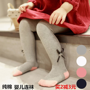 春秋儿童连体袜大PP纯棉宝宝打底裤0-1-2-3岁婴儿无骨女宝连裤袜