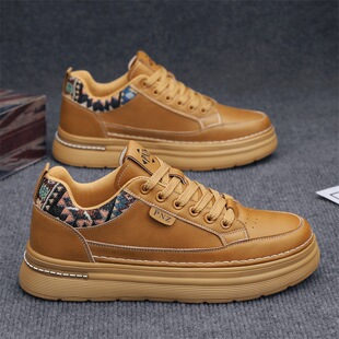 透气鞋 子男轻便防滑黑色工装 板鞋 春季 休闲皮鞋 新款 百搭运动鞋 男鞋