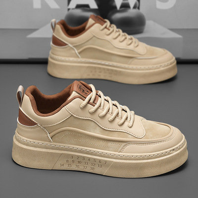 春季男鞋新款透气小白鞋子男款学生潮流百搭厚底运动休闲板鞋潮鞋