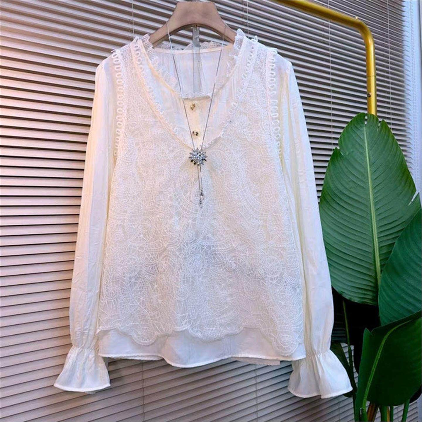 2026春季新款胖mm大码女装欧货时尚褶皱打底衫镂空刺绣马甲两件套,女装/女士精品,大码套装,淘宝优惠券,粉丝福利购,淘宝优惠卷