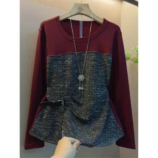 新款 2025冬季 假两件上衣女内搭显瘦胖妹妹胖mm独特巨好看 女装 大码