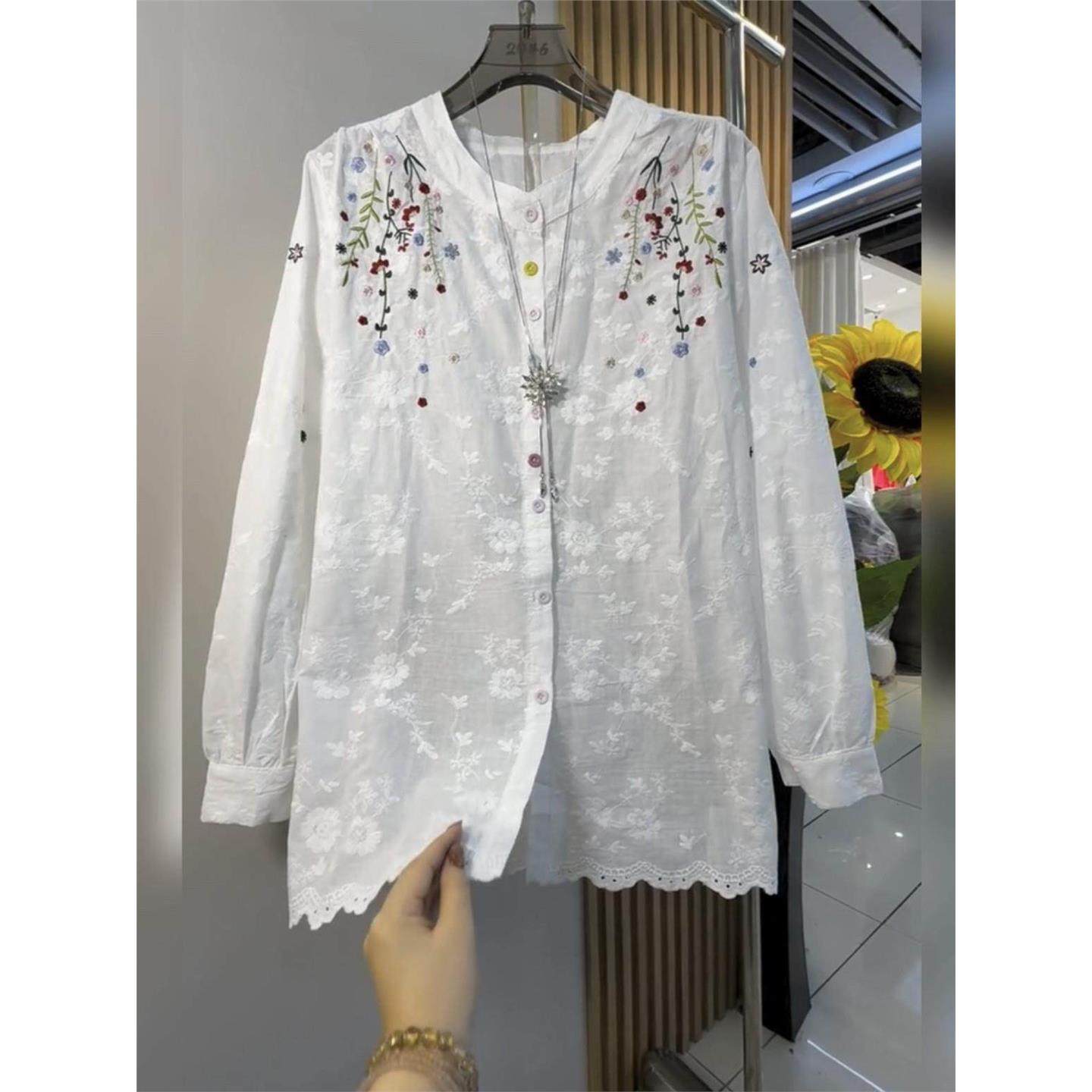 春夏大码女装法式刺绣衬衫小众设计感上衣女宽松显瘦减龄内搭外穿,女装/女士精品,常规大码外套,淘宝优惠券,粉丝福利购,淘宝优惠卷