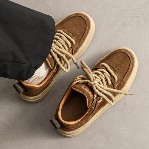 真皮板鞋复古潮牌高级低帮工装鞋