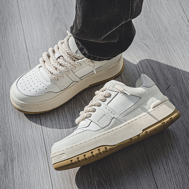 面包鞋厚底休闲板鞋真皮小白鞋图片