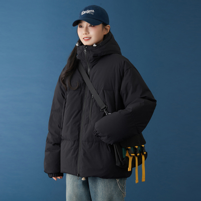 羽绒服女2024冬季新款特氟龙三防连帽加厚90白鸭绒黑色短款羽绒衣