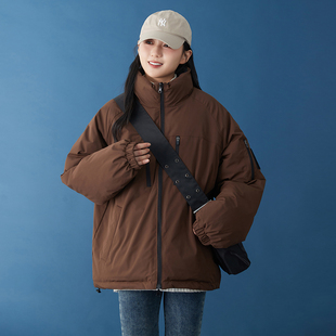 90绒两面穿羽绒服女2024冬季新款插肩袖短款立领冬季白鸭绒羽绒衣