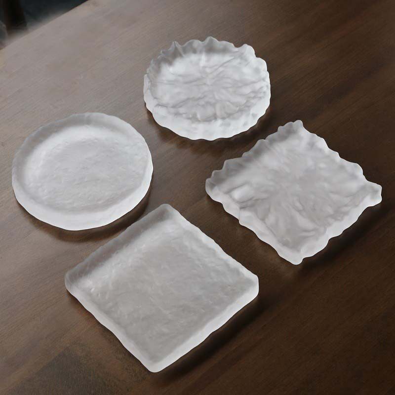 日式冰冻烧磨砂玻璃壶承干泡台壶托盘功夫茶具养壶垫杯垫茶托