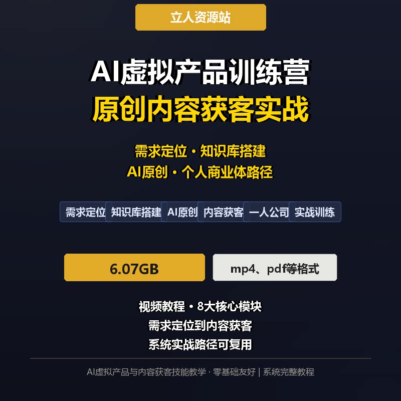 AI虚拟产品训练营需求定位知识库搭建原创内容获客商业变现实战图片