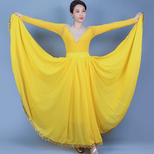 Шифоновый золотой костюм, этническая длинная юбка