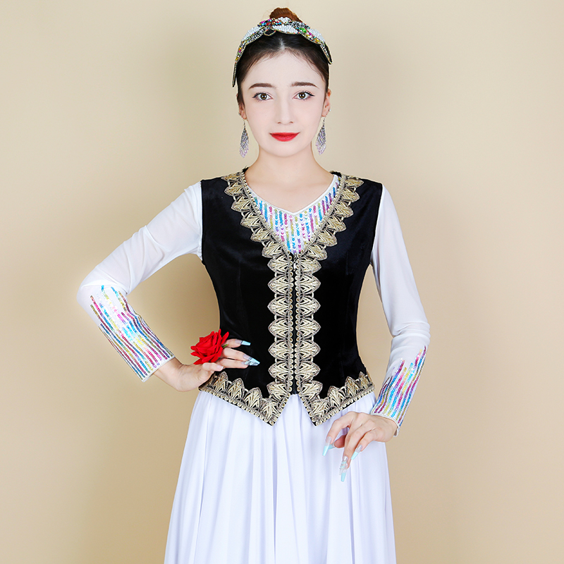 2025新款新疆舞蹈马甲女金丝绒