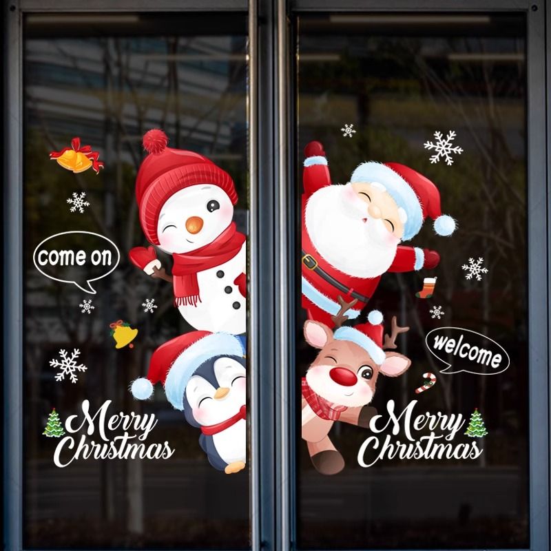 新款创意圣诞节日静电玻璃贴