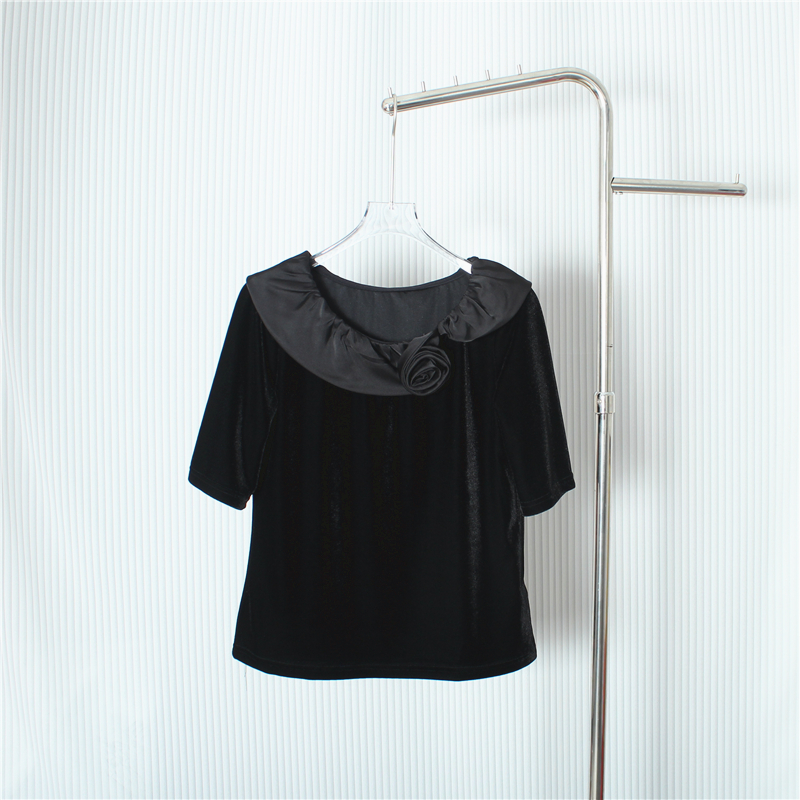 欧货春季新款定制丝绒短袖T恤